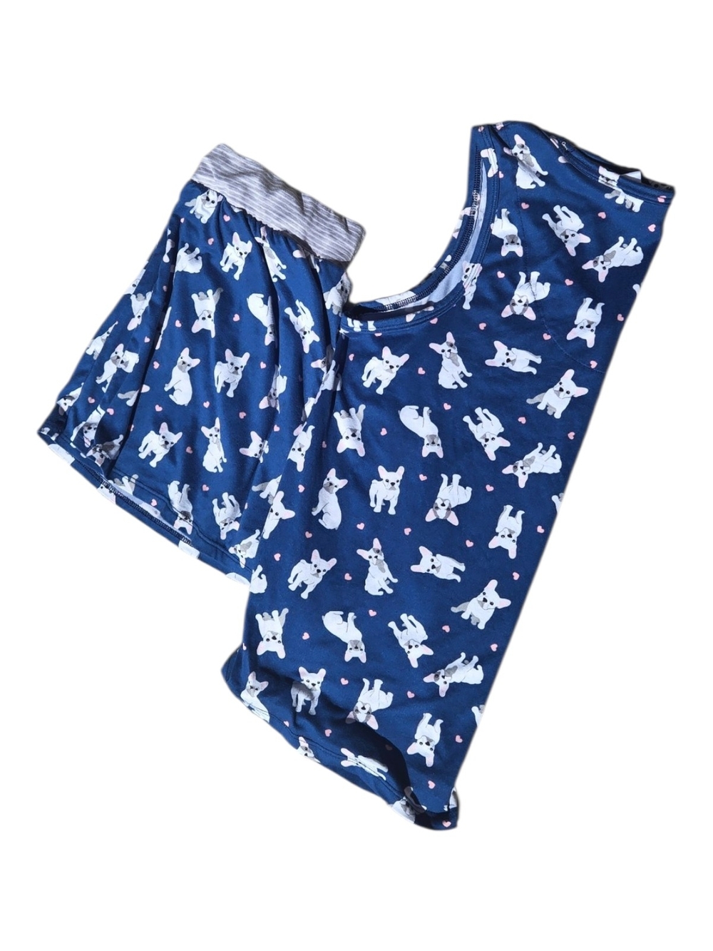 Pillow Talk Navy Blue Dog Print Pajama Set / Size L